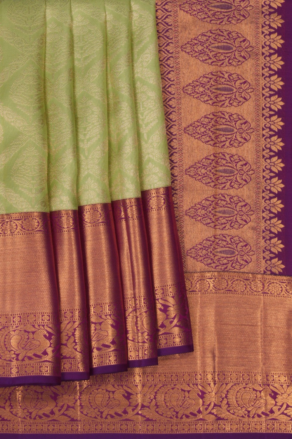 Image of Kanchipuram Mint Green Brocade Saree